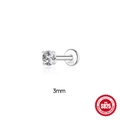S925 sterling silver 3mm moissanite stud earring with four-prong setting and screw back - 3mm / White Gold