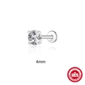 S925 sterling silver stud earring with 4mm round moissanite stone in classic setting - 4mm / White Gold
