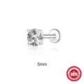 5mm moissanite stud earring with classic four-prong setting and S925 flat back post - 5mm / White Gold