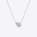 S925 sterling silver necklace with a teardrop pear-shaped pavé zircon pendant - Platinum