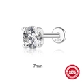 7mm round solitaire moissanite stud earring in S925 sterling silver with labret backing - 7mm / White Gold