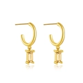 Elegant gold S925 sterling silver hoop earrings with yellow baguette-cut stones - Gold Champagne