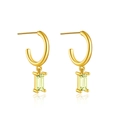 Elegant S925 sterling silver dangle earrings with rectangular green stone and gold finish - Gold / Grass Green Heart