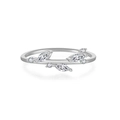 Elegant S925 sterling silver leaf ring with marquise cut marquise cut zircon stones - US 6 / Silver
