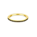 Elegantly crafted S925 silver eternity ring in gold finish with black pavé zircon stones - US 6 / 18K Gold-Black Zirconia