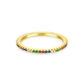 Minimalist S925 silver rainbow ring with multi-color cubic zirconia in gold finish - 18K Gold Rainbow