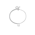 S925 Sterling Silber Schloss Armband mit Zirkonia Tenniskette und dünnen Gliedern - Weißgold Schloss Stil