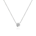 Minimalist S925 sterling silver necklace featuring a round bezel-set white gemstone pendant - Silver