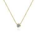 Minimalist S925 silver necklace with a bezel-set round white stone in gold finish - Gold