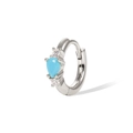 Detailopname van S925 zilveren oorring met peervormige blauwe turquoise en witte zirkoon - Enkele Willekeurige Doos / Zilver / Hemelsblauw