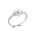 Anillo margarita de plata S925 con centro amarillo y pétalos de circonita blanca - Talla 6 / Plateado