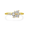 Elegante anillo de plata S925 dorada con cristales asimétricos en forma de pera - US 6 / Oro 18K-Circonita Blanca