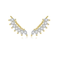 Golden S925 sterling silver ear climbers with marquise cut stones in a fan shape - 925 Silver / Gold Marquise Gemstone Style(MME0174-2)