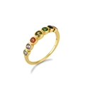 Anillo de plata de ley 925 con circonitas arcoíris y elegante acabado chapado en oro - US 7 / Chapado en oro 18K