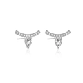 Elegantes pendientes de luna en plata de ley 925 con circonita transparente forma pera - Plata 925 / Platino (Piedra Blanca)