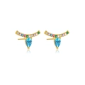 Pendientes de plata S925 bañada en oro con circonitas arcoíris y gota azul - Plata 925 / Oro Piedra Arcoíris
