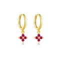 S925 sterling silver drop earrings with four rose red stones in a gold finish - 18K Gold Rose Red Zirconia