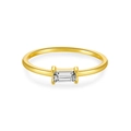 Minimalistischer S925 Silberring mit Baguette-Kristall in goldener Ausführung - US 6 / Gold Weißer Stein
