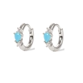S925 sterling zilveren oorringen met turquoise druppelsteen en heldere zirkoon accenten - Standaard / Zilver / Hemelsblauw