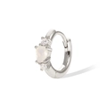 S925 sterling zilveren huggie oorbellen met melkachtige opaal en zirkoon - Enkele Willekeurige Doos / Zilver/Crème Wit