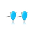 S925 Sterling Silber Tropfen-Ohrstecker mit leuchtend himmelblauen Türkis-Steinen - 925er Silber / Platinfarben Türkis