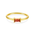 Minimalistischer S925 Silberring mit rechteckigem orangefarbenem Edelstein in Gold - US 6 / Gold Orangeroter Stein