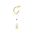 Detailed view of gold S925 sterling silver hoop earrings with detachable star charm - Star / 1 Piece / 18K Gold
