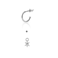 S925 sterling silver hoop earrings set with minimalist star pendant and zircon stones - Star / 1 Piece / Silver