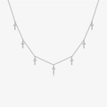 Collar de plata de ley S925 con siete pequeños colgantes de cruz con cristales - Plata 925 / Plata Circonita Blanca