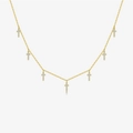 Collar de plata S925 dorada con siete colgantes de cruz de circonitas blancas finas - Plata 925 / Circonia Blanca Color Dorado