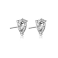 Ohrstecker aus 925er Silber mit birnenförmigem Zirkonia in 3-Krallen-Fassung - 925er Silber / Versilbert Weißer Zirkonia