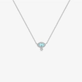 Collar de plata esterlina S925 con colgante de piedra preciosa azul claro en marquesa - Plata 925 / 40+5cm / Oro blanco