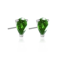 Birnenförmige grüne Edelstein-Ohrstecker aus S925 Sterlingsilber mit Drei-Krallen-Fassung - 925er Silber / Platiniert Grün