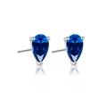 Dunkelblaue Zirkonia-Ohrstecker in Birnenform aus S925 Silber mit Drei-Klauen-Einstellung - 925er Silber / Silber Blau