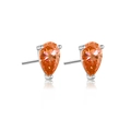 Ohrstecker aus S925 Sterlingsilber mit orangefarbenem Zirkonia im Birnenschliff - 925er Silber / Platinorange