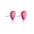 Elegante S925 Silber Ohrstecker mit rosa Zirkonia in Birnenform und Dreikrappenfassung - 925er Silber / Silber/Rosarot