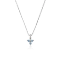 S925 sterling silver necklace with three light blue gemstone pendants and zircon accents - White Gold Blue