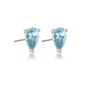 Ohrstecker aus 925 Sterling Silber mit hellblauem Zirkonia in Birnenschliff-Fassung - 925er Silber / Platin Blassblau
