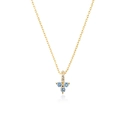 Elegant gold S925 silver necklace with three round blue stones in a triangular cluster - Gold/Blue