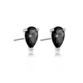Birnenförmige schwarze Zirkonia-Ohrstecker aus S925 Silber mit 3-Zinken-Fassung - 925er Silber / Platin Schwarz