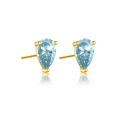 Birnenförmige hellblaue Edelstein Ohrstecker aus S925 Sterling Silber Gold Vergoldung - 925er Silber / 18k Gold Hellblau