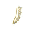Elegant gold S925 sterling silver ear climber with a curved row of white zircons - Left Ear Only / 925 Silver / White