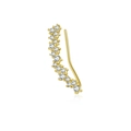 Elegant gold climber earrings featuring sparkling white zircon stones in an arched layout - Right Ear (Single Piece) / 925 Silver / White