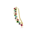 S925 sterling silver climber earring with colorful stones and gold plated finish - Right Ear (Single Piece) / 925 Silver / Colorful