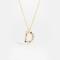 Gold plated S925 sterling silver necklace with colorful zircon letter D pendant - Gold D