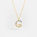 Gold plated S925 silver necklace featuring a letter G pendant set with colorful zircons - Gold G