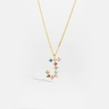 S925 sterling silver gold plated necklace with colorful zircon letter J pendant - Gold J