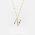Gold-plated S925 silver necklace featuring a colorful zircon-encrusted letter N pendant - Gold N