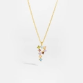 Golden S925 silver necklace with letter P pendant featuring multicolor cubic zirconia stones - Gold P