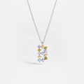 S925 sterling silver necklace featuring letter B pendant with colorful zircon stones - White & Gold Style B